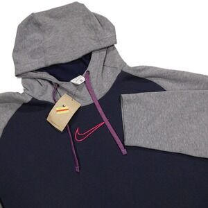 NWT NIKE Men's 4XL Navy Blue Gray Therma-FIT Pullover Training Hoodie Sweatshirt